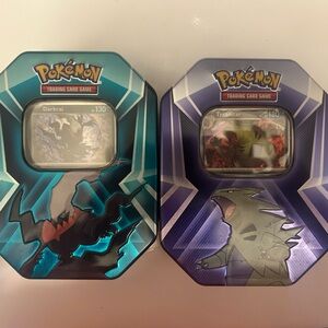 Pokemon Trading cards with Darkrai and Tyranitar - Teal and Purple